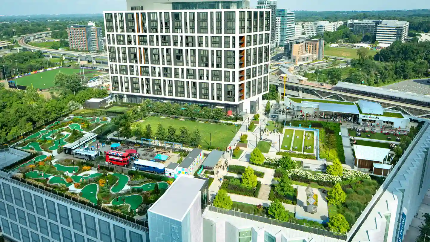 Aerial view of The Perch and Perch Putt in Tysons